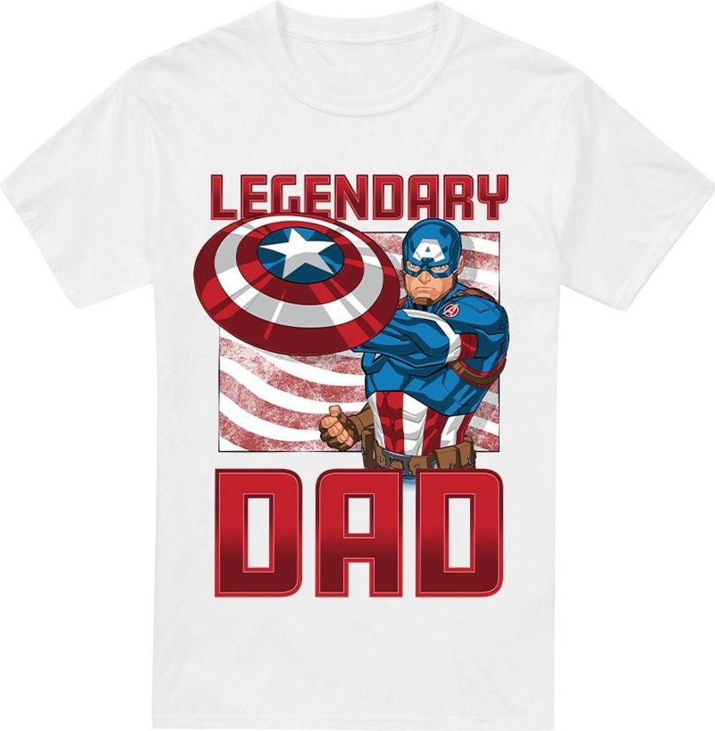 Captain America - "Legendary Dad" T-Shirt für Herren TV3482 (XL) (Weiß)