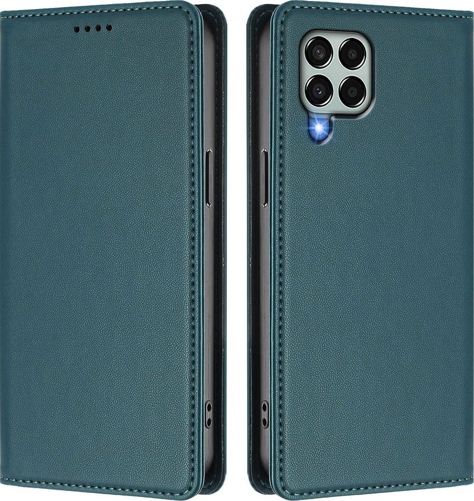 Handyhülle für Samsung Galaxy M33 5G, Kunstleder Klapphülle Stoßfeste Magnetische Hülle mit Ständer Grün
