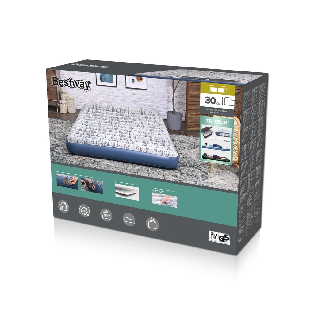 Lit d'appoint gonflable 2 places pour invités avec gonflage automatique