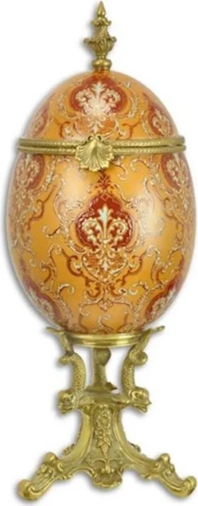 Grand Œuf Décoratif Baroque pour Salon et Bureau - Boîte de Luxe Or