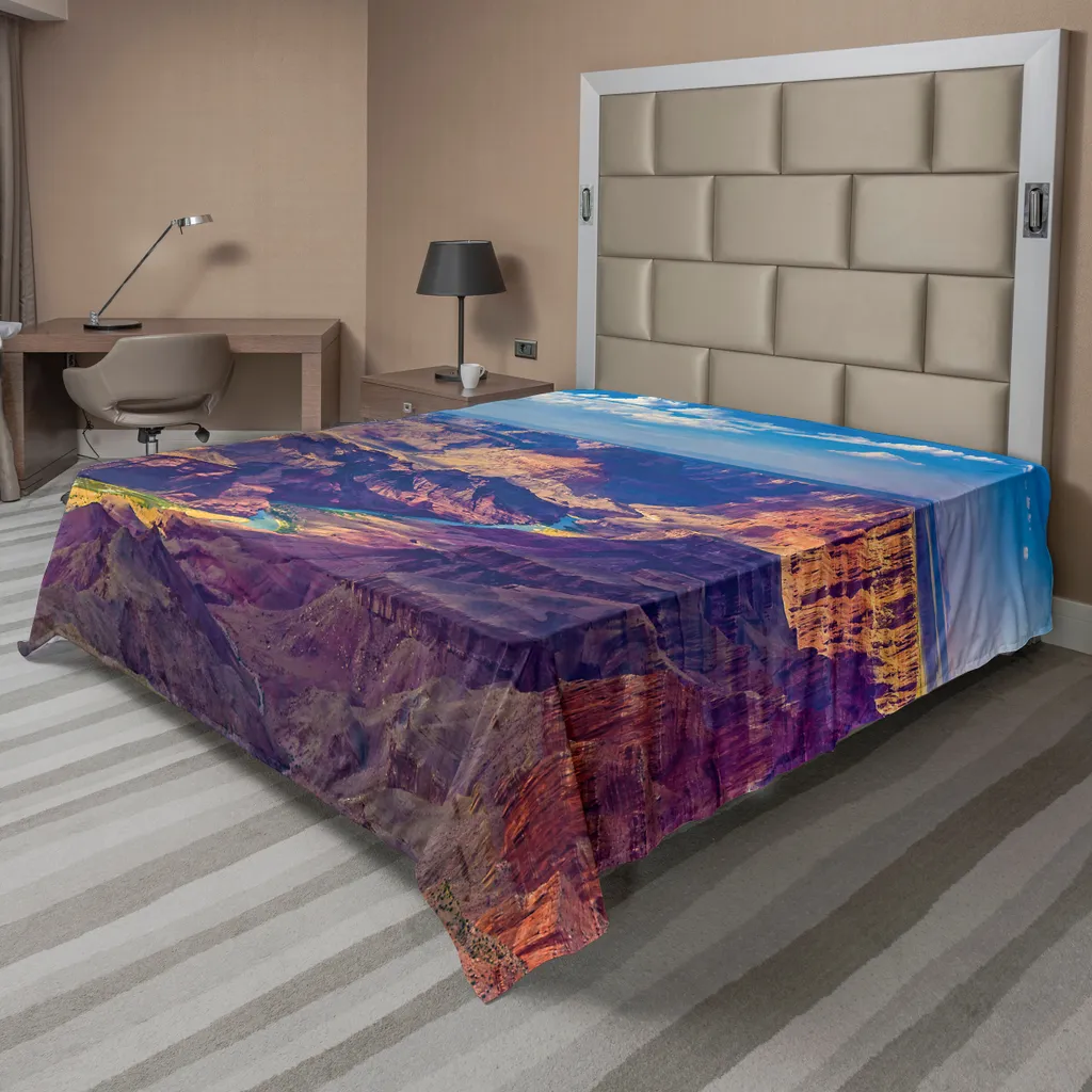 Drap plat décoratif pour lit double thème nature Canyon 244x205