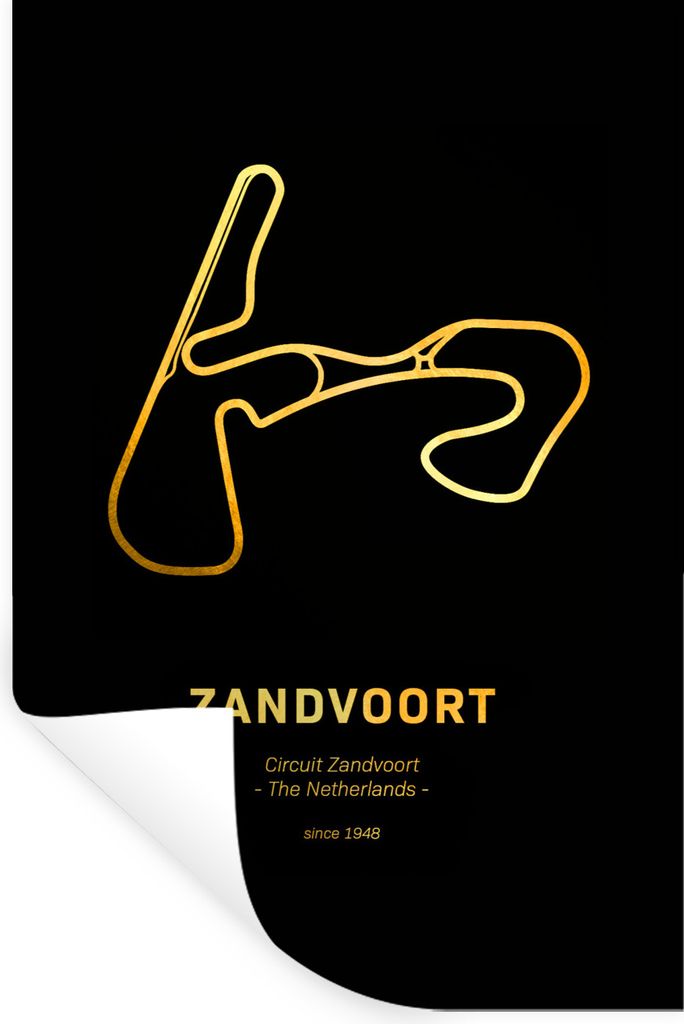 MuchoWow Wandtattoo Wandsticker Wandaufkleber Rundkurs - Zandvoort - Gold 20x30 cm Selbstklebend und Repositionierbar - Sticker - Dekorfolie