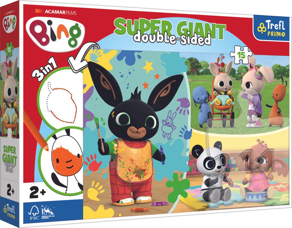 TREFL Doppelseitiges Puzzle Bing und sein Glückstag SUPER GIANT 15 Teile