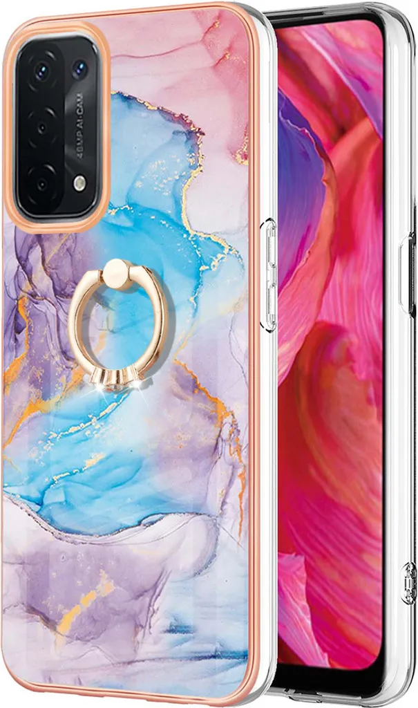 Custodia Oppo A74/A54/A93 5G Blu con Anello: Protezione Silicone TPU