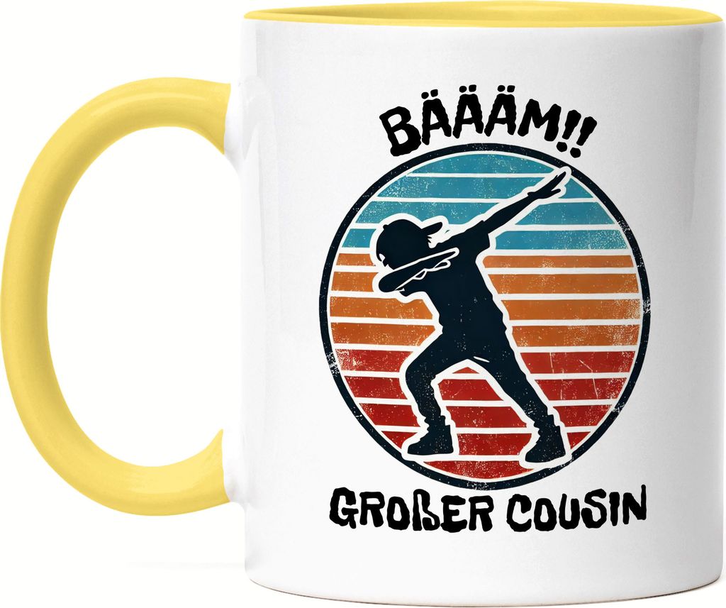 Bääm! Großer Cousin Tasse Gelb Ankündigung Dab Geburt Nachwuchs Schwangerschaft
