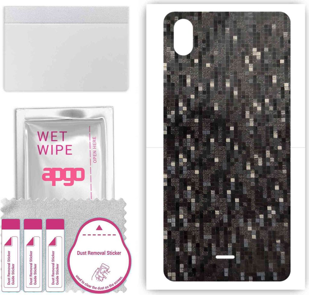 apgo Rückseite Schutzfolie, Skin, kompatibel mit Wiko Y61, Hinten Displayschutzfolie aus Vinylfolie, kratzfest, einfache Montage - Carbon Black Pixel