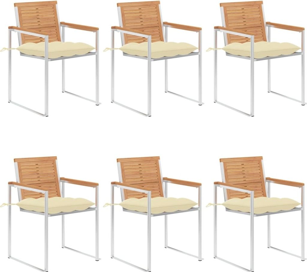 Maison Exclusive - Gartenstühle 6 Stk. mit Kissen Massivholz Teak