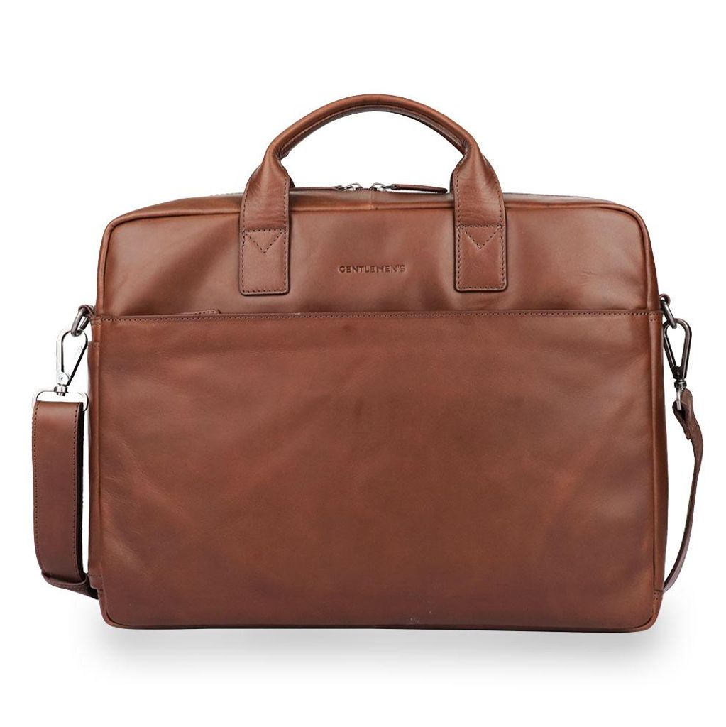 Gentlemen's Laptoptasche aus Echtleder – Notebooktasche Herren 14 Zoll – Business Tasche mit Laptopfach, Trolley-Slot & Tracker-Fach