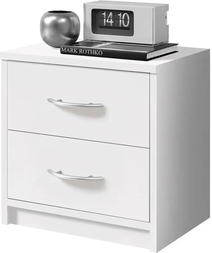Table de chevet Bettine blanche - Meuble compact 39x39x28cm pour chambre