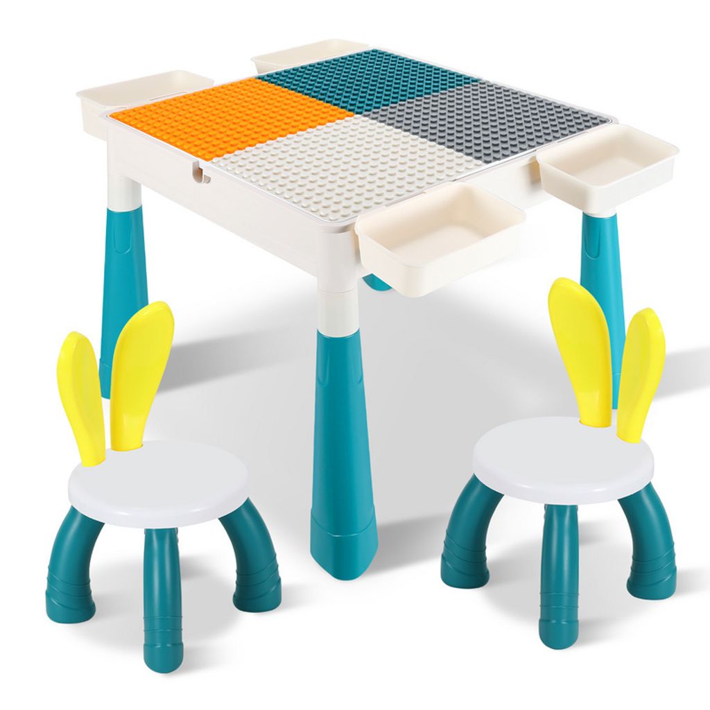 Jopassy Kindertisch Mit Stühle Mit 251 Stück Bausteine Kindermöbel set Kindertisch Kleinkind Spieltisch Mehrzweck Tabelle Zum