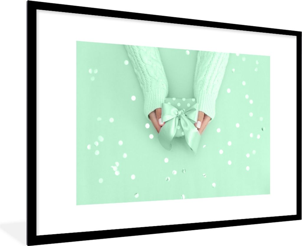 MuchoWow MuchoWow Gerahmtes Poster Mintgrünes Geschenk 90x60 cm - Poster mit zchwarzem Bilderrahmen - Wanddekoration - Fotos
