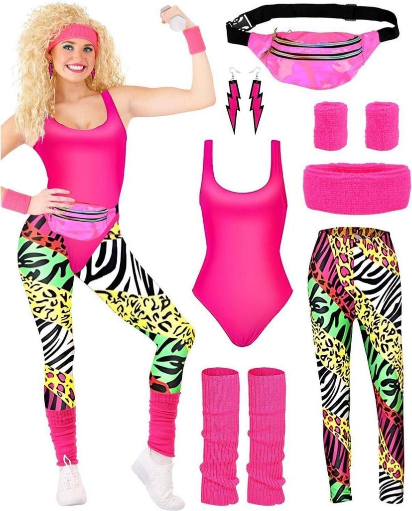 BIQIQI 80er Jahre Outfit Damen Set Retro Trainingsanzug Produktbild 