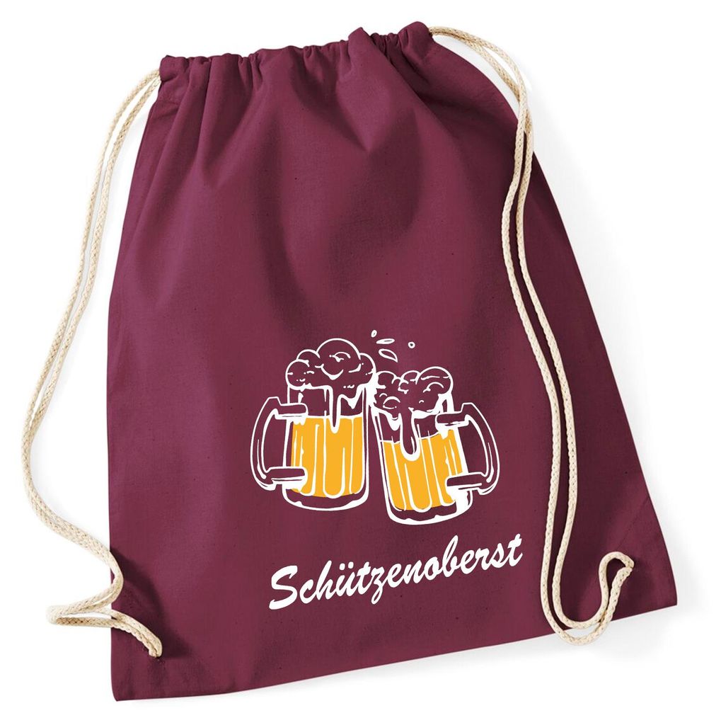 Huuraa Turnbeutel Schützenoberst Schützenfest 12 Liter Burgundy Baumwolle Rucksack Geschenkidee