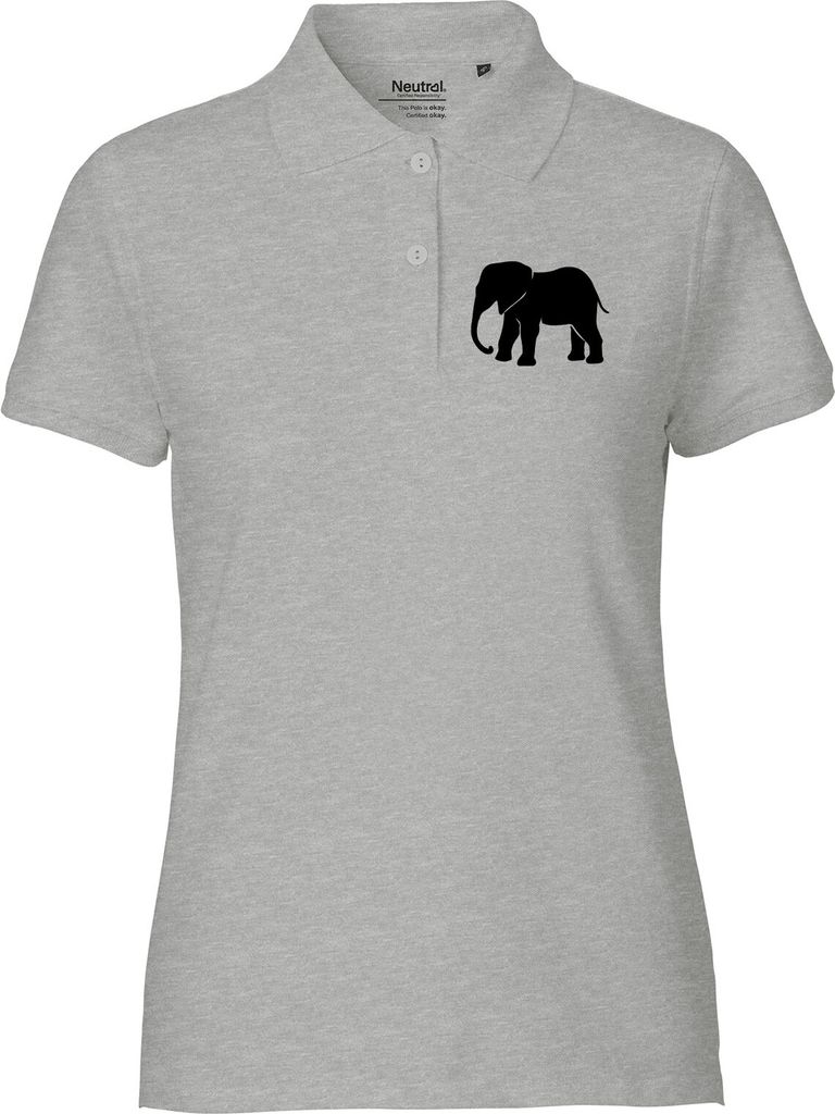 Huuraa Damen Polo Shirt Elefant Silhouette S Sport Grey Bio Baumwolle Fairtrade Poloshirt Geschenkidee