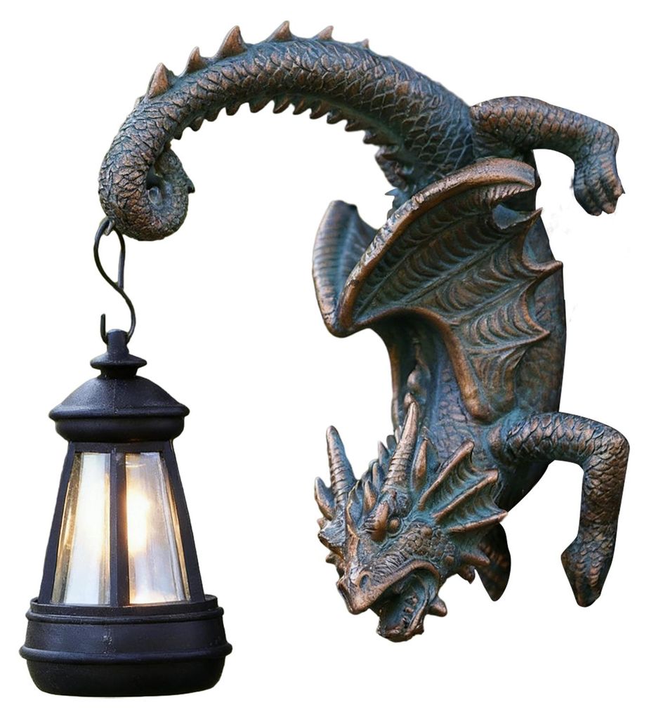 Drachenbaum-Solarlaterne aus Kunstharz, Fantasy-Drachen-Gartenstatue für gotische Baum-, Mauer- und Zaundekoration, Geschenk für Frauen, Mütter ...
