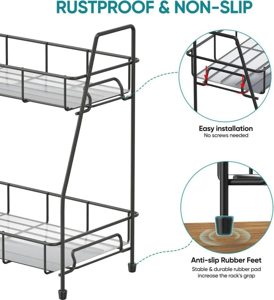 Scaffale Portaspezie 2 Piani Metallo Antiruggine - Organizer Professionale - 7