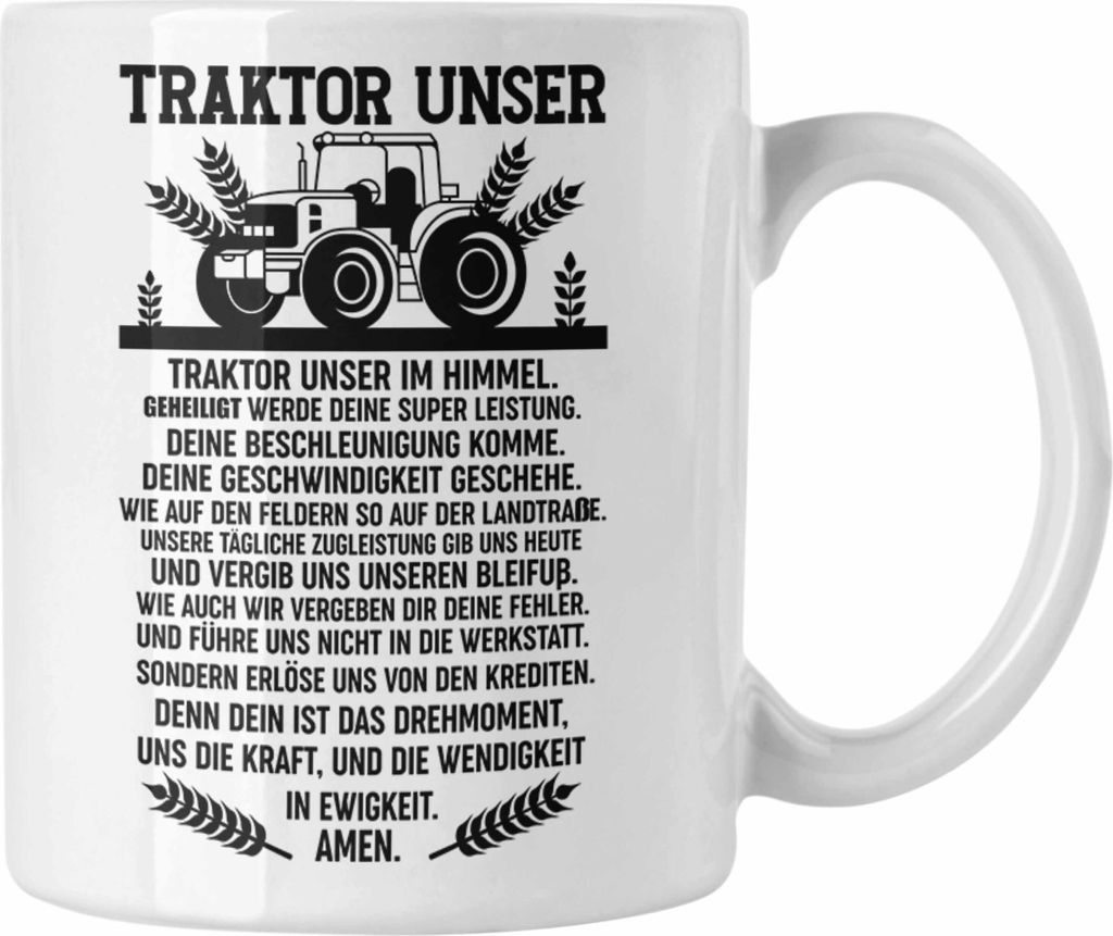 Trendation - Traktor Unser Tasse Geschenk Lustig Landwirt Spruch Bauer (Weiß)