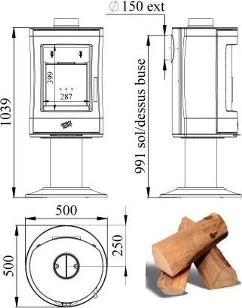 Poêle à bois 8.5kw noir - Godin - 388145ANTH - mazamet Image du produit 