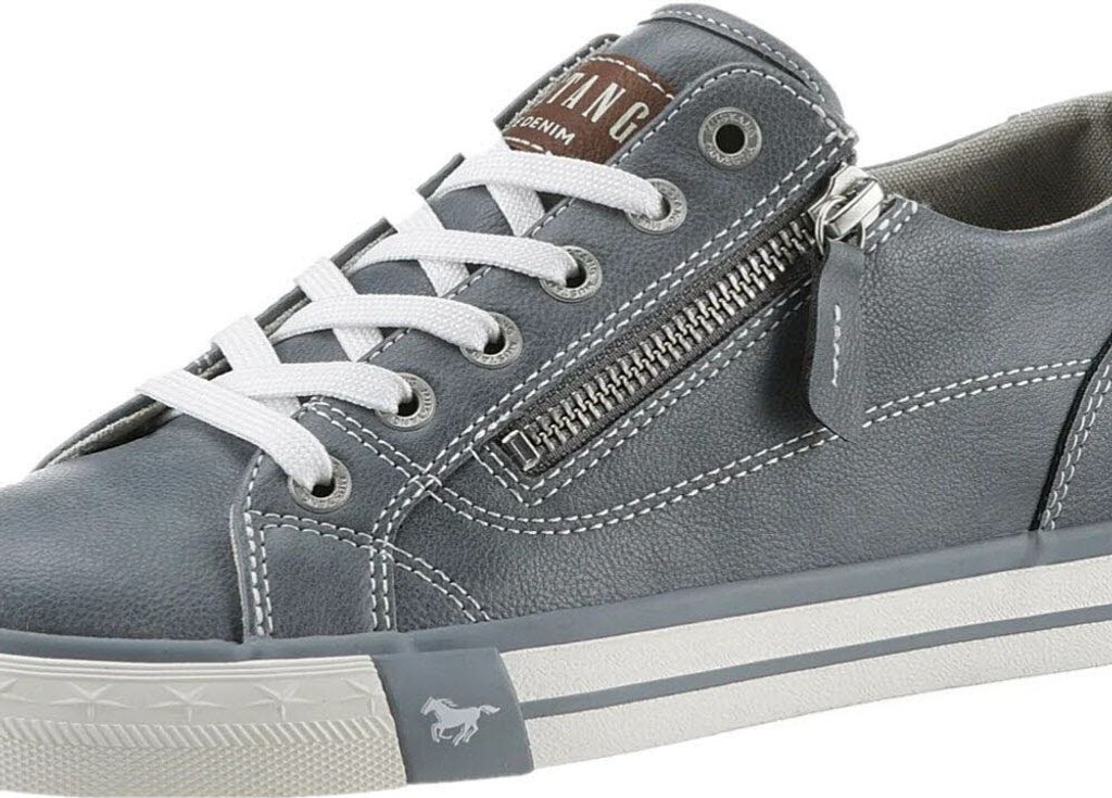 MUSTANG Sneaker Low Grau – Bequeme Freizeitschuhe Mit Reißverschluss, Rutschhemmend