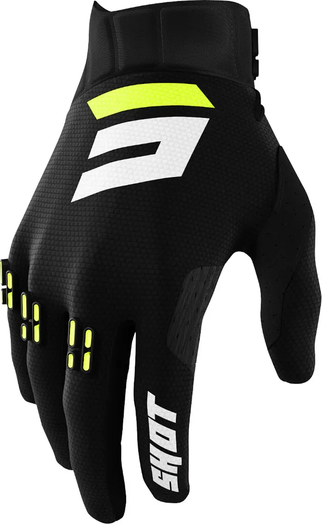 Gants Motocross Shot Aerolite Gradient Black White Yellow Taille 10