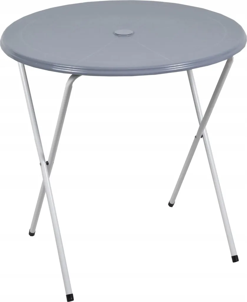 Table de jardin ronde pliante 65cm grise avec trou de parasol - Modèle G65