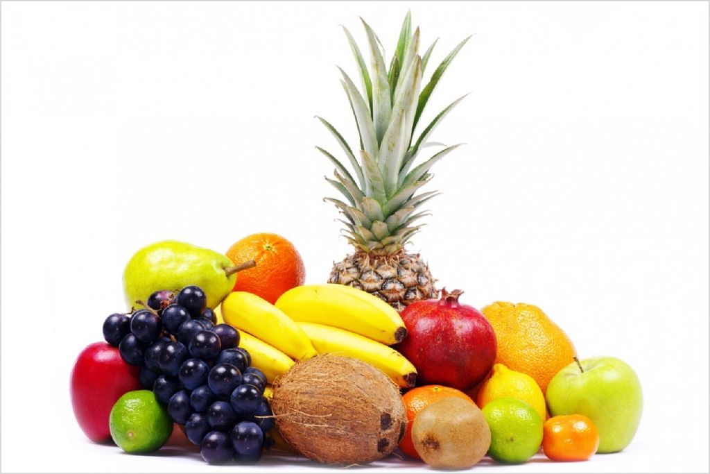 Wallario selbstklebendes Poster - Gemischtes Obst aus aller Welt - Exotische Obstsammlung, Größe: 100 x 150 cm