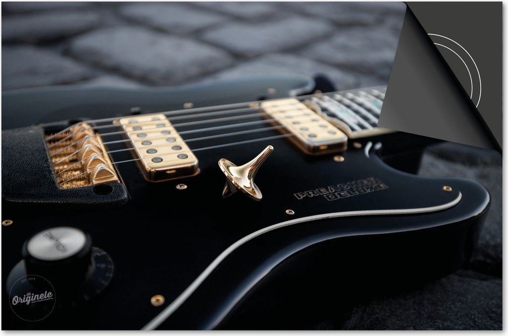 Induktionsschutz 60x60 - abdeckplatte Induktion matt- Dietrix Kochfeldschutz- DELUXE - Schwarz und Gold - Gitarre