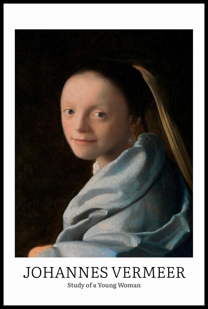 Plakat 61x91,5cm Design Junge Frau, Vermeer Vintage für das Wohnzimmer