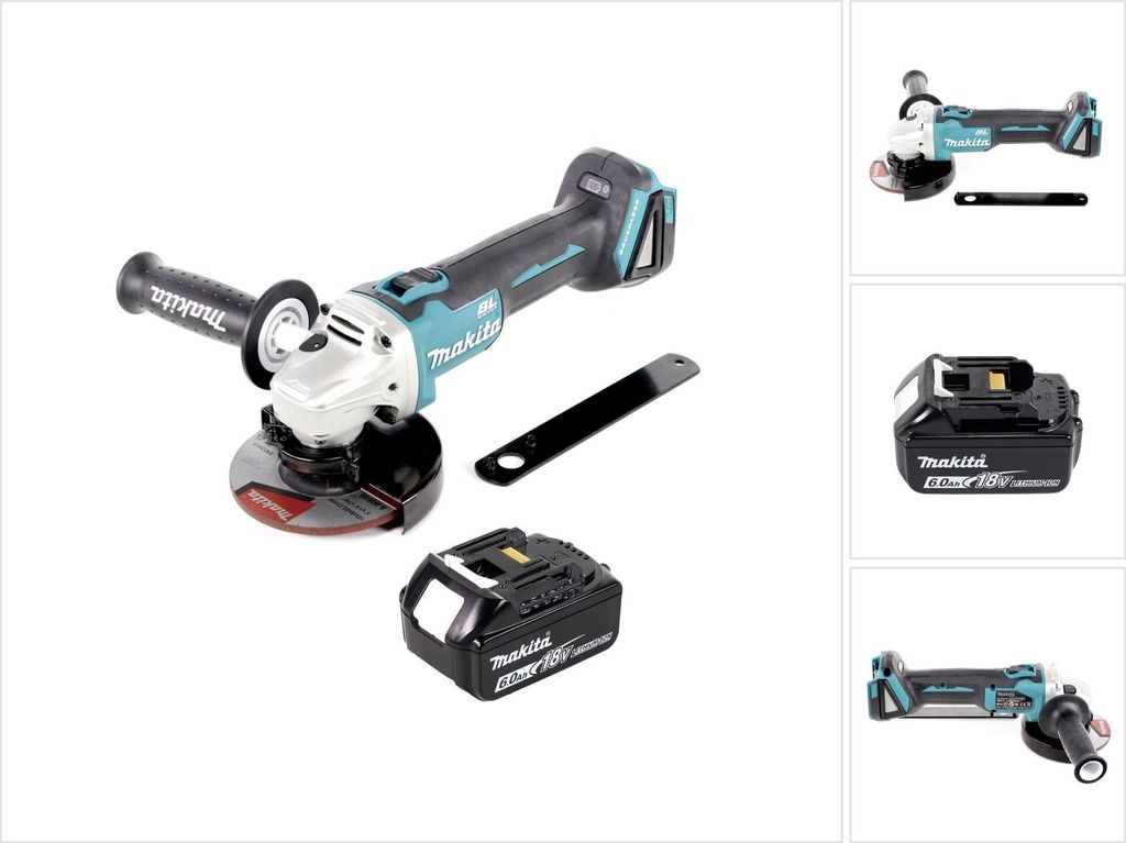 Makita DGA 506 G1 Akku Winkelschleifer 18 V 125 mm Brushless + 1x Akku 6,0 Ah - ohne Ladegerät