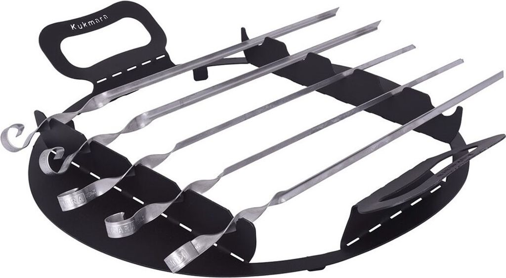 Spießaufsatz für einen 12 L Utschak / Feuerofen D 40 cm (mit Grillspieße 5 Stk.)