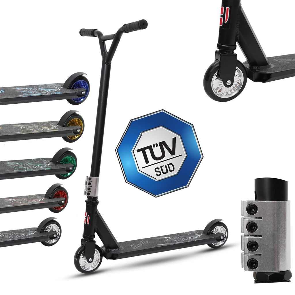 Habib Stunt Scooter für Kinder | 360° Trick Roller 110mm ABEC-9 Räder: Silber