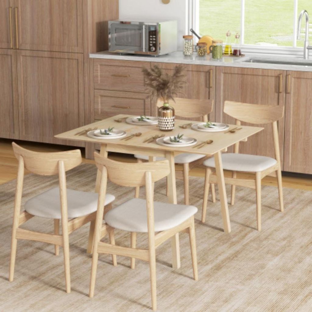Klappbarer Esstisch, Küchentisch für 2-4 Personen,Esstisch aus Holz Esszimmer 110 x 86 x 75 cm
