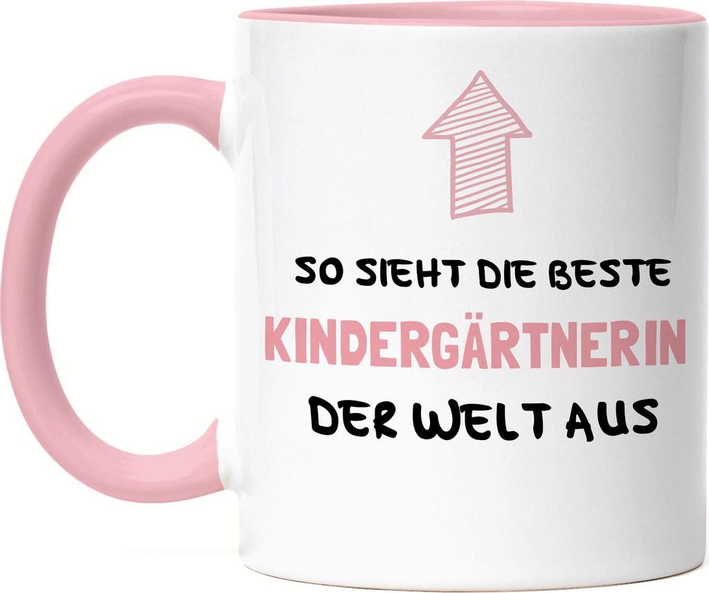 So Sieht Die Beste Kindergärtnerin Aus Tasse Rosa Kindergarten Dankeschön & Abschiedsgeschenk Kita