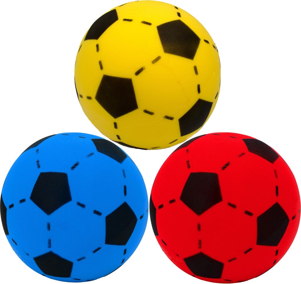 3x weicher Ball Softball Gelb, Rot, Blau Schaumstoffball Kinder Soft Fußball 20cm