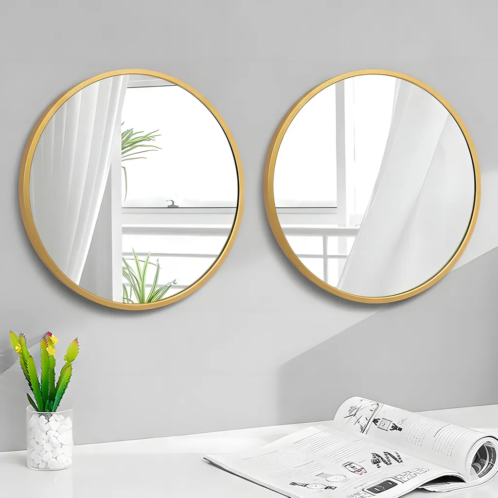Miroir mural rond doré lot de 2 pour habiller votre entrée ou la chambre