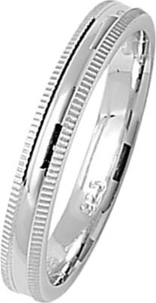 925 Sterling Silber 3mm Soft Court Form Milgrain Herren/Damen - Trauring/Ehering/Hochzeitsring, 67 (21.3); TRS29429RSX