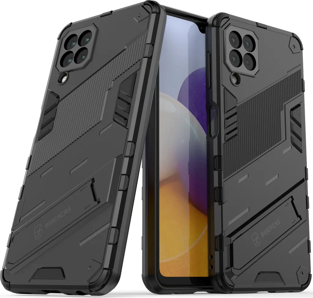 Custodia per Samsung Galaxy A22 4G Hybrid PC TPU Custodia protettiva antiurto con funzione stand Nero