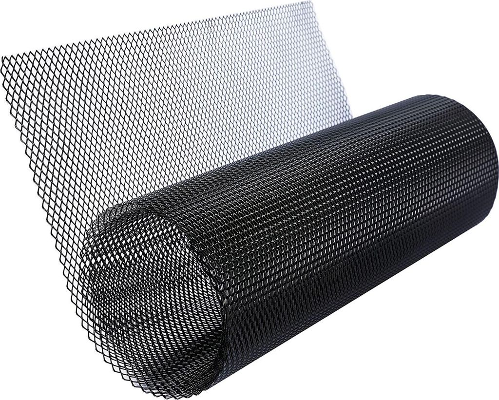 Autogrillgitter-Blech, schwarz lackiert, Aluminiumlegierung, Gittergitter-Rolle, Kühlergrilleinsatz, Stoßstange, rautenförmige Löcher, schwarz