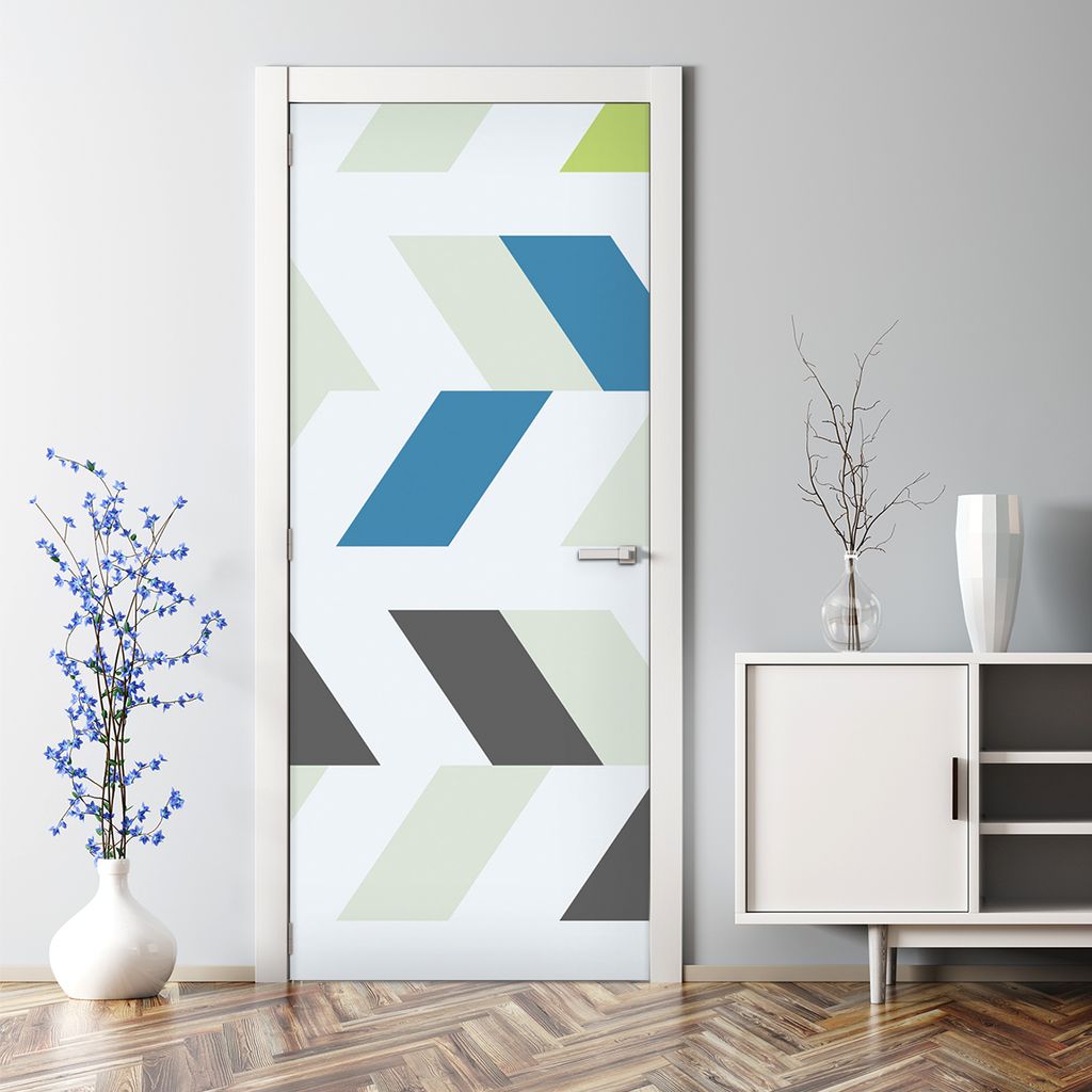 Dekorative Türtapete selbstklebend Klebefolie Türposter Türaufkleber Fischgrätenmuster 85 x 200 cm