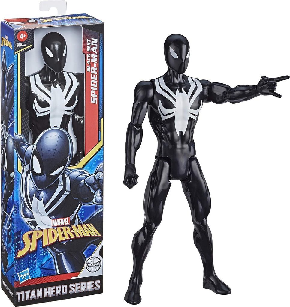 Hasbro Marvel Spider Man Titan Hero Actionfigur Superheld - 30cm groß Black Suit - Spielzeug für Kinder ab 4 Jahren