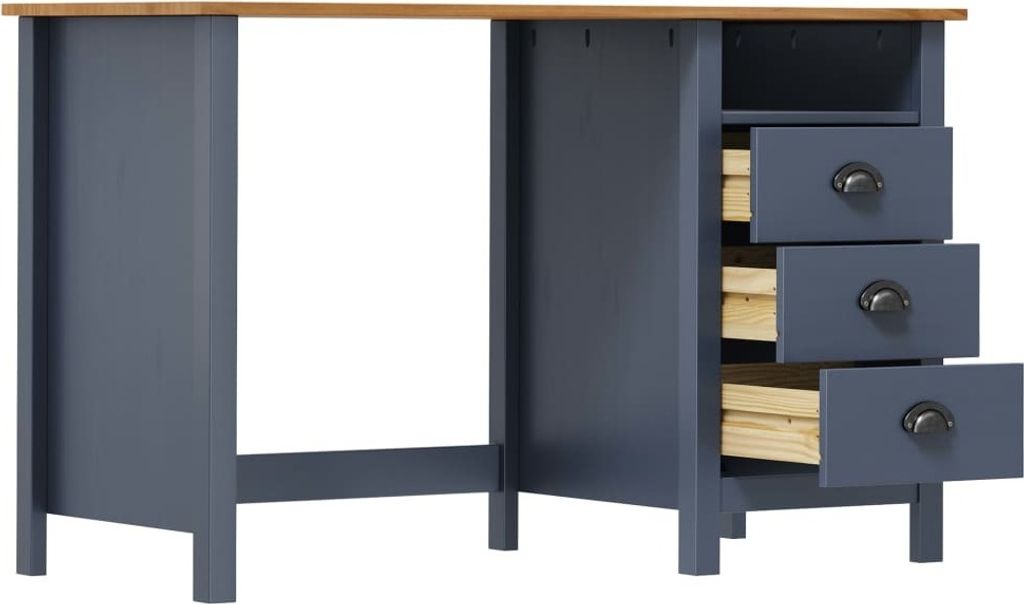 "2026 Aktion"Schreibtisch/Büro-Möbel - CLORIS - Computertisch moderner - Hill mit 3 Schubladen Grau 120x50x74cm Kiefernholz - DEMöbel6164759