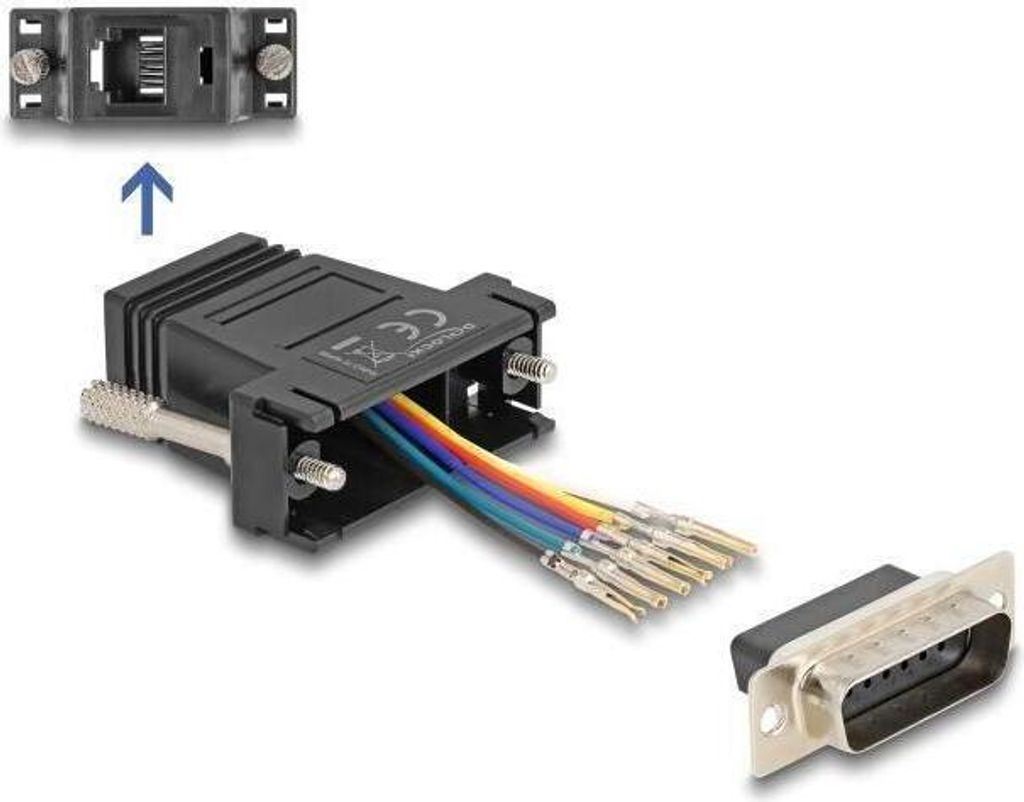 D-Sub 15 Pin Stecker zu RJ12 Buchse Montagesatz schwarz