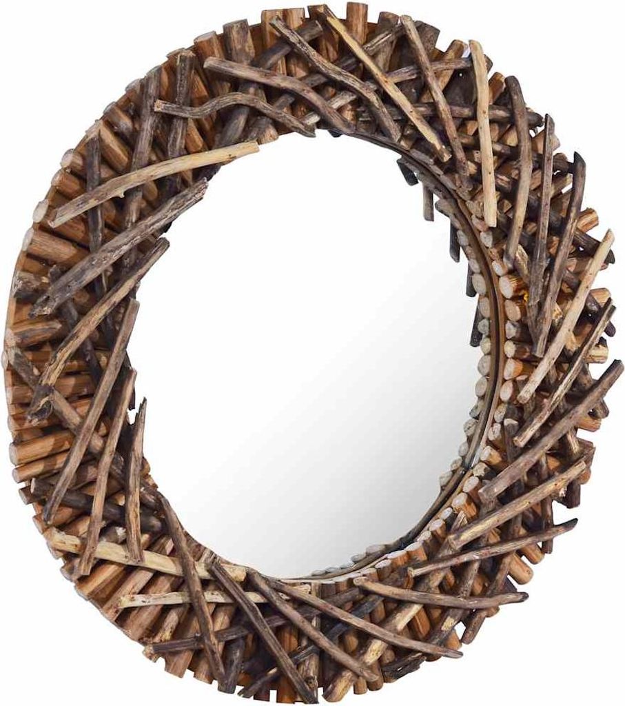 vidaXL Wandspiegel 60 cm Teak Rund