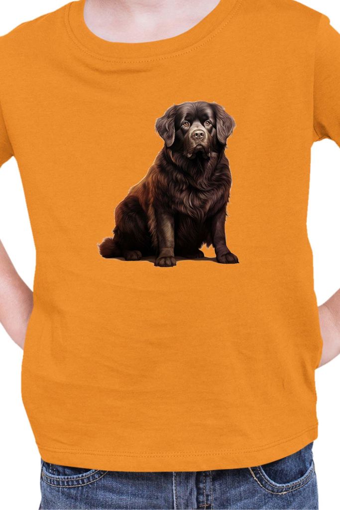 Kinder T-Shirt Dogs Breeds Newfoundland Dog Breed 005, 3-4 Jahr - 104 / Orange