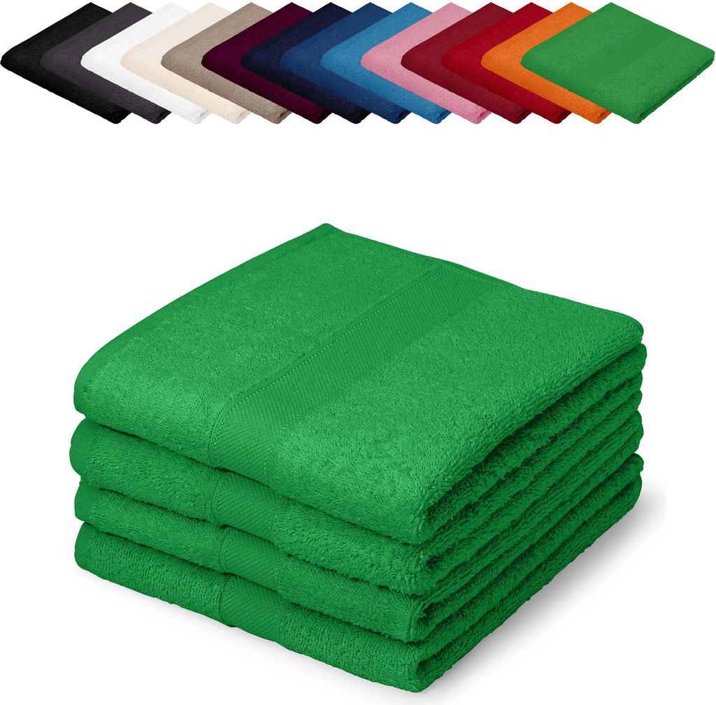 4er PACK Gästetücher 30x50 cm Gästehandtücher Kinderhandtücher Babyhandtücher 100% Baumwolle, Farbe: Grün