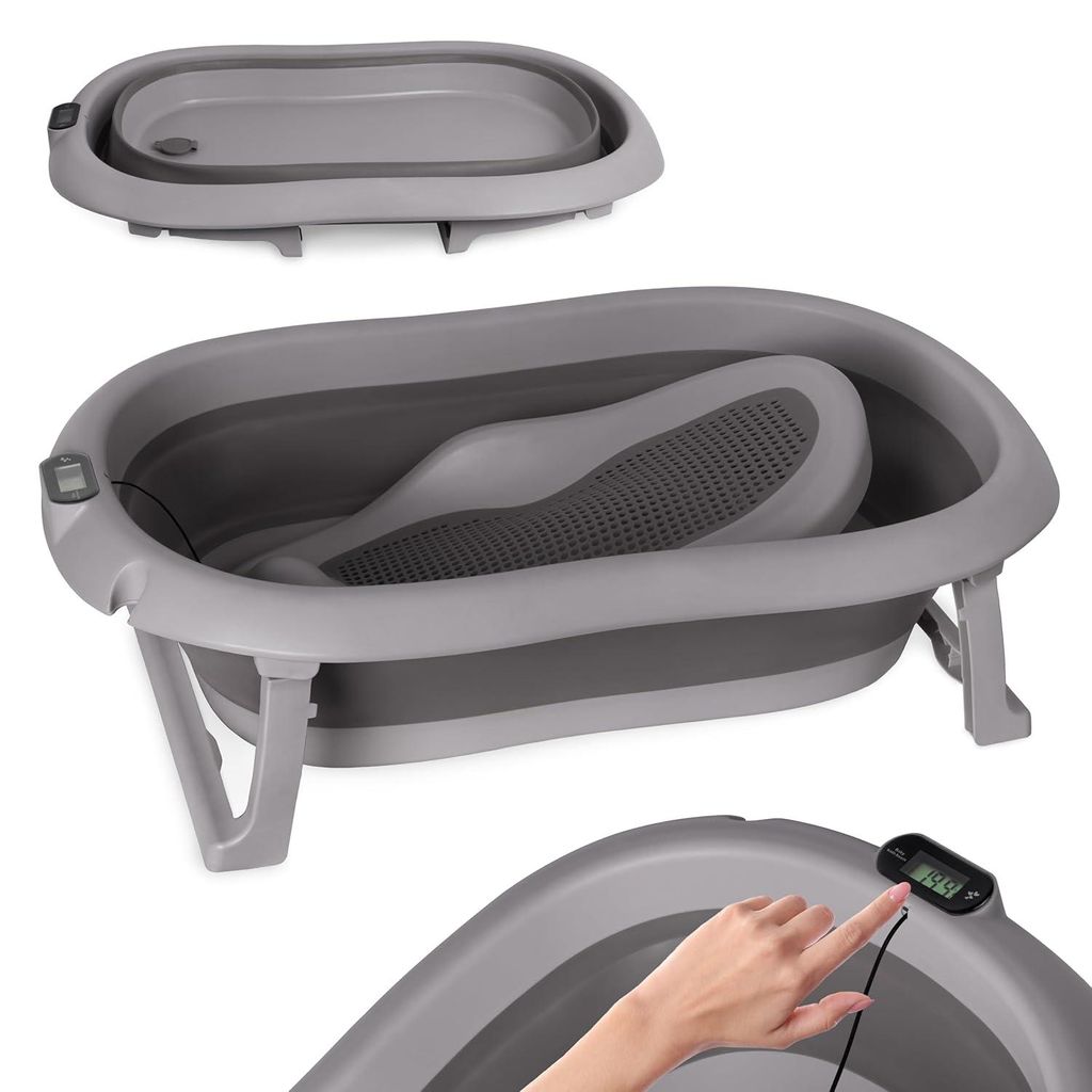Skladateľná detská vanička moovkee 80 cm, tmavošedá, s Obrázok produktu 