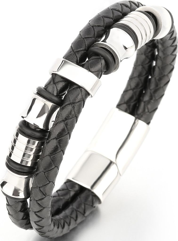 RY-17934 Herrenarmband Schwarz/Silber – Stilvoll & Elegant Produktbild 