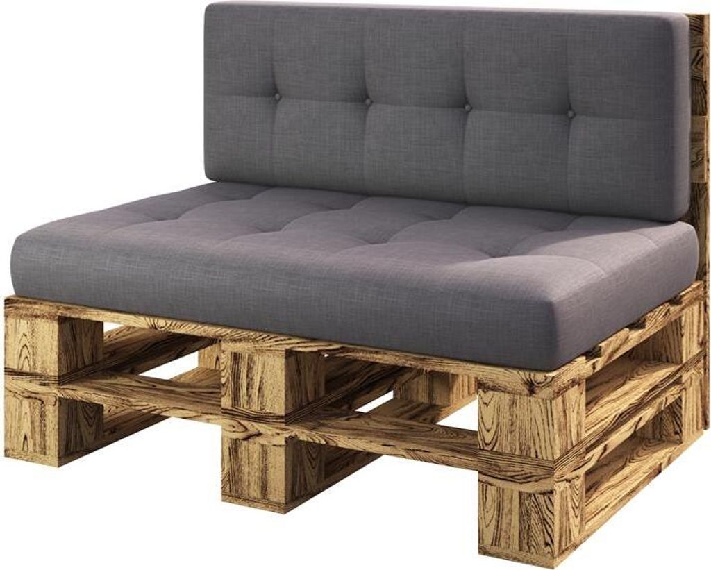 Lermowood Palettenmöbel Mp Bank 100 x 60 x 40 cm Geflammt | Europaletten Indoor und Outdoor Lounge Gartenmöbel Holz Gartenmöbel Set Lounge Möbe...