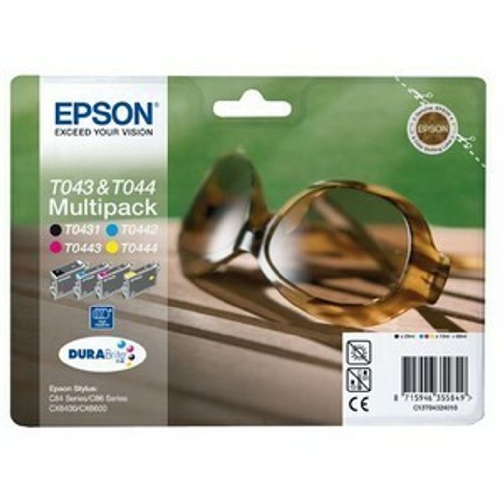 Epson Multipack 4 Farben, T0432, DURABrite Ink, großvolumig, Schwarz, Tintenstrahl