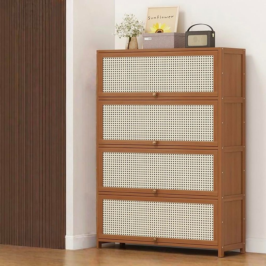 Schuhregal Eingangsschuhschrank Schuhaufbewahrung Schuhschrank Rattanimitat Flurschuhschrank 9 Etagen 102*140*32cm /CSXG9-100/